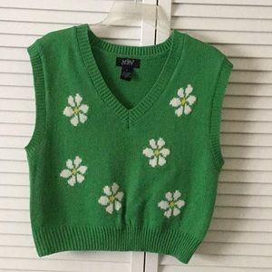 Just Polly Daisy Crop Sweater Vest Sz L